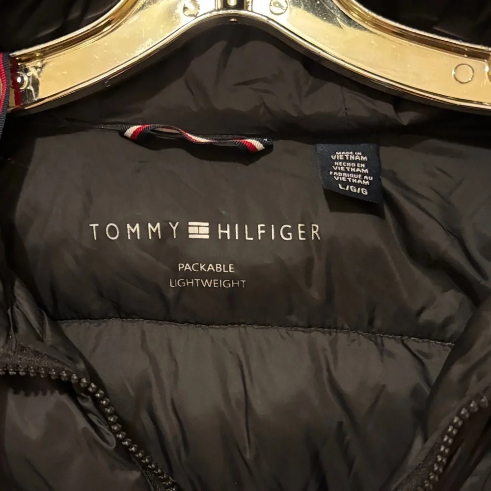 Tommy Hilfiger Black Puffer Jacket with Silver Accents